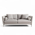 Fabric upholstered sofa in light gray with two accent pillows 200 x 90 x 85cm