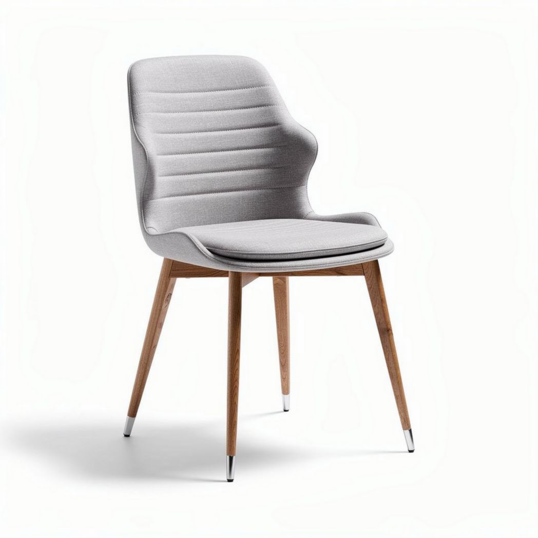 Gray upholstered dining chair with wooden legs 45 x 50 x 85cm