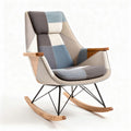 Rocking chair with fabric upholstery and wooden armrests 80 x 70 x 100cm