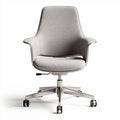 Ergonomic office chair with adjustable height and grey fabric upholstery