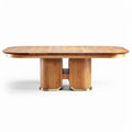 Solid wood dining table with a natural finish and rounded edges 200 x 100 x 75cm