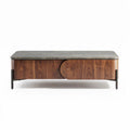 Coffee table with walnut finish and stone top 120 x 60 x 40cm