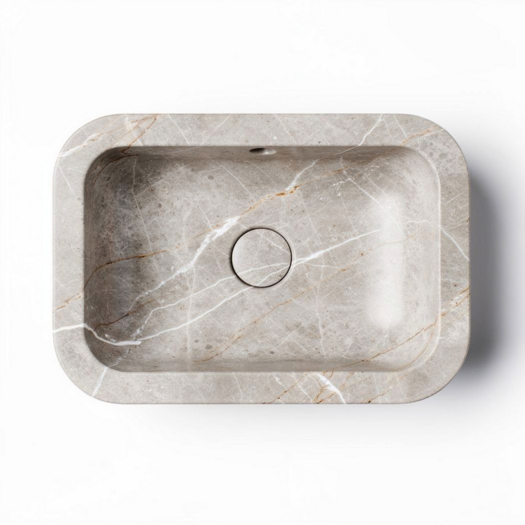 Marble kitchen sink with modern design and standard drainage 40 x 30 x 10cm
