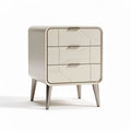 Modern three-drawer nightstand in cream finish with metal legs 45 x 40 x 50cm