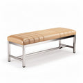 Leather upholstered storage bench with chrome frame 120 x 40 x 45cm