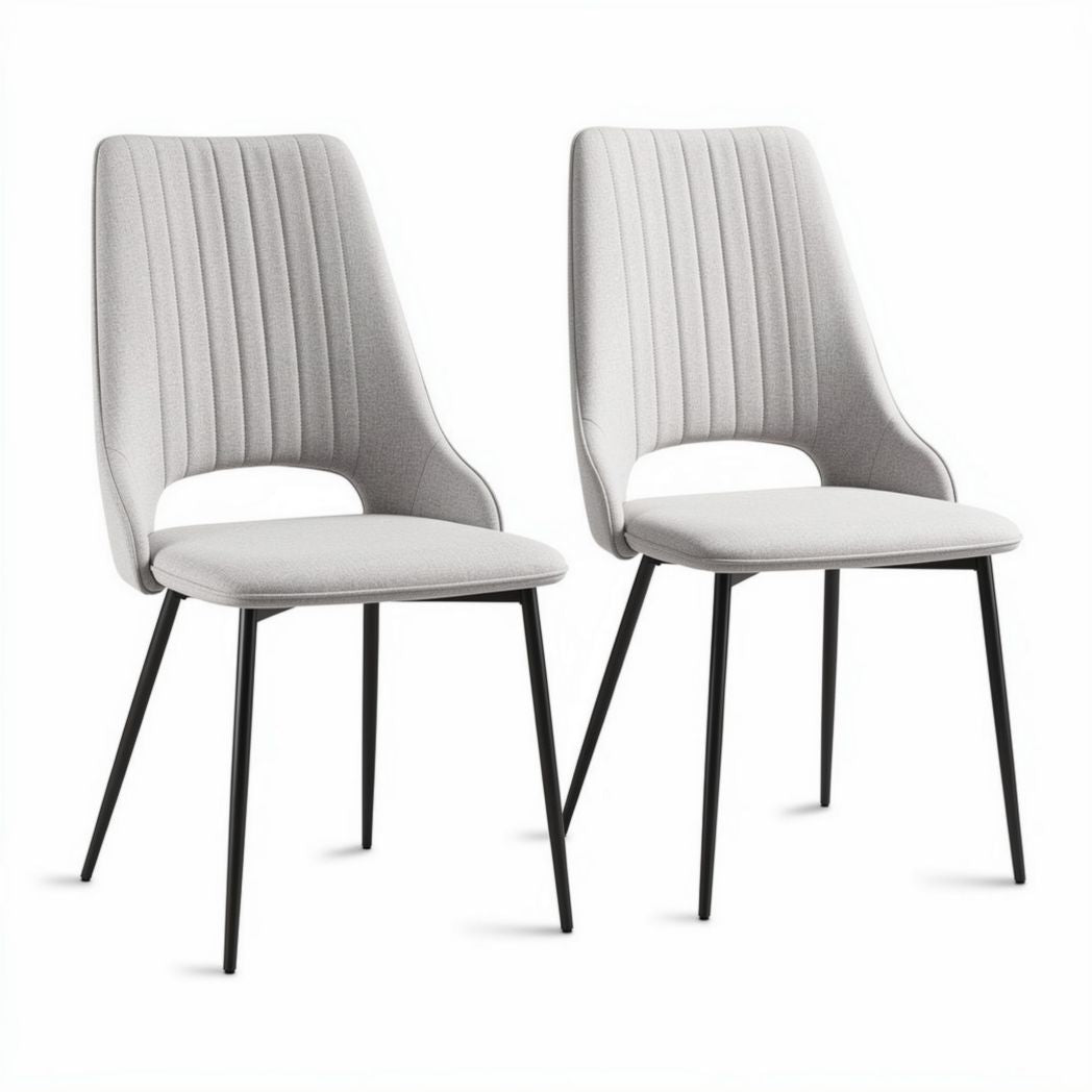 Fabric dining chairs with a minimalist design in light gray set of two